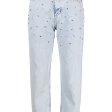 Укороченные джинсы с кристаллами