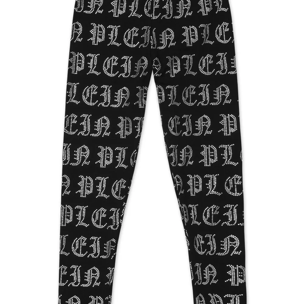 Легинсы с логотипом и стразами