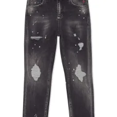 Прямые джинсы с прорезями