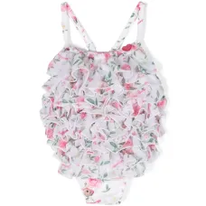 Купальник с оборками и цветочным принтом