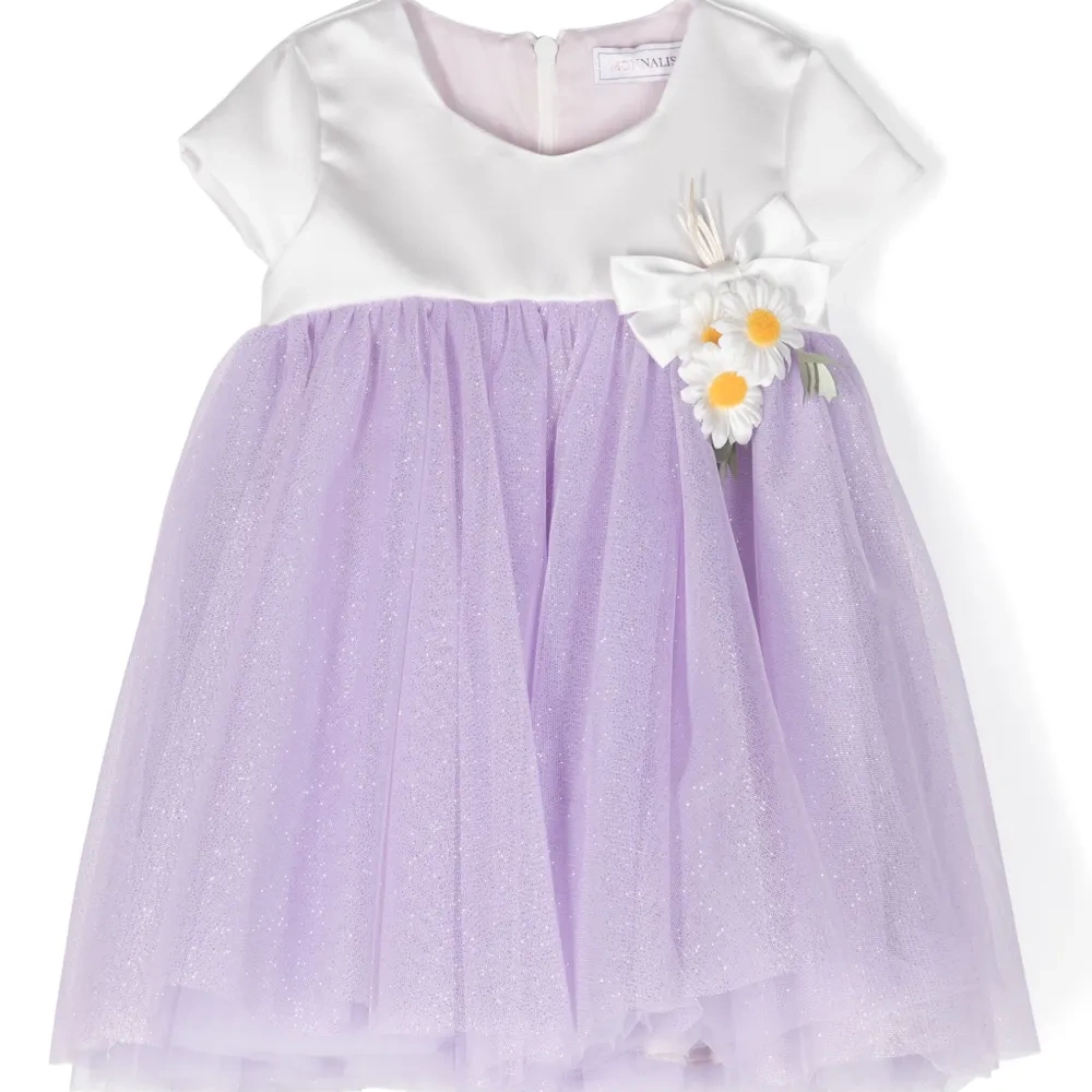 Платье из тюля с цветочной аппликацией