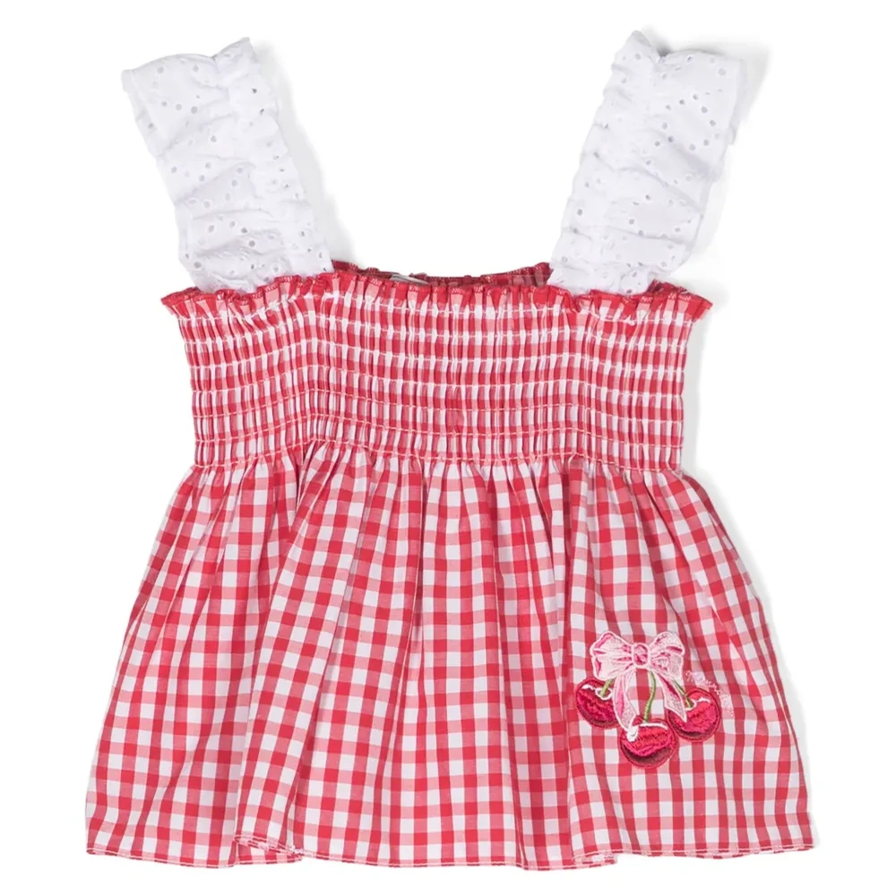 Клетчатый топ с вышивкой