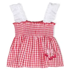 Клетчатый топ с вышивкой