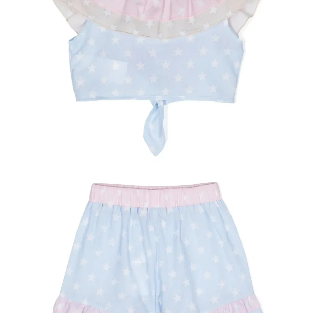 Комплект из топа и шортов с принтом