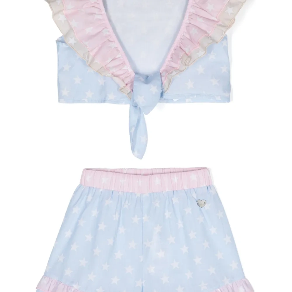 Комплект из топа и шортов с принтом