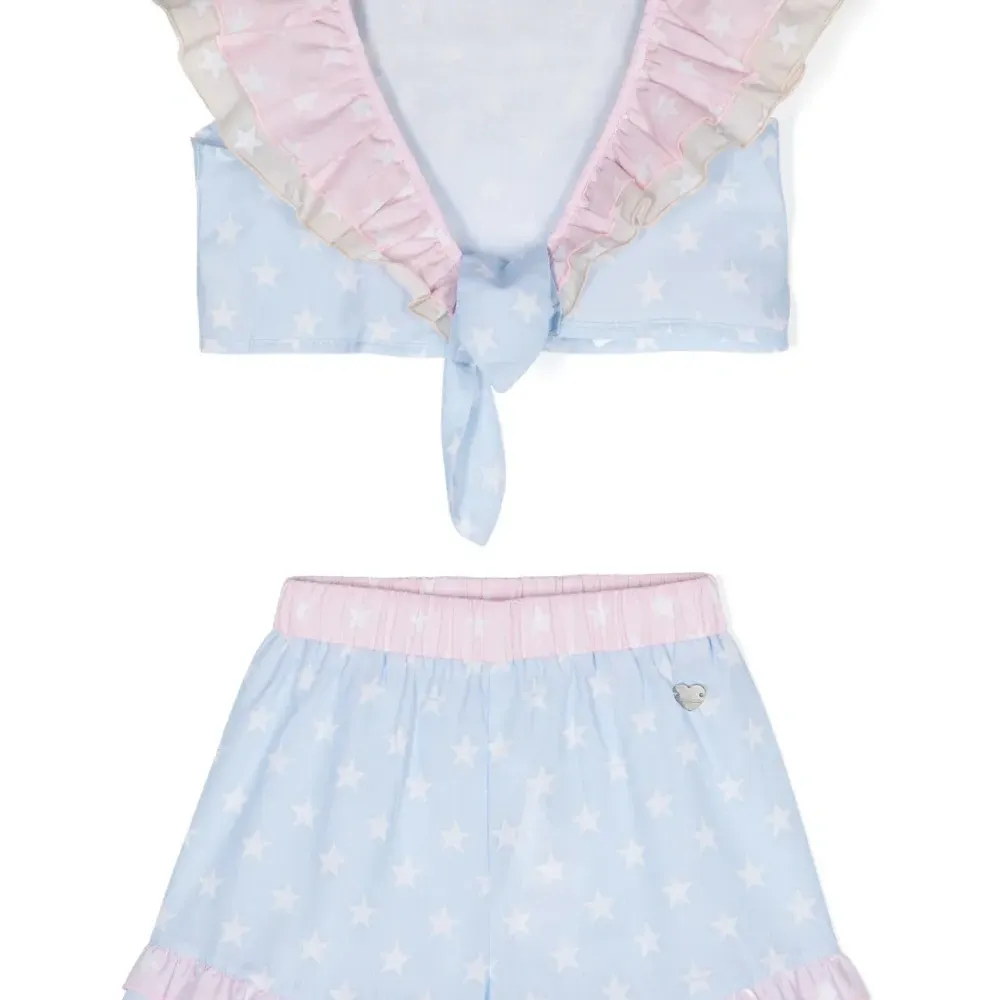 Комплект из топа и шортов с принтом