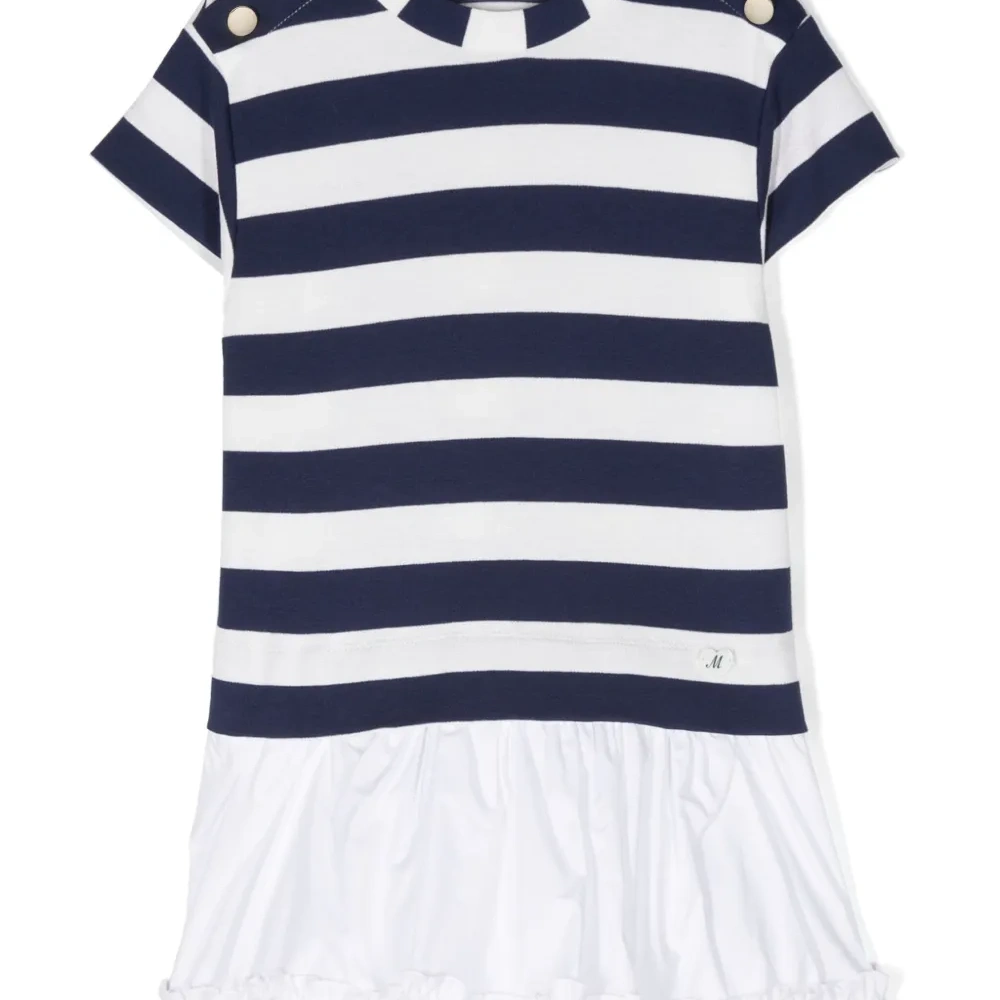 Полосатое платье-футболка с баской