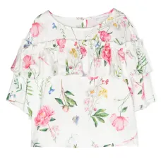 Платье с оборками и цветочным принтом