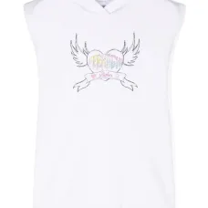 Платье с капюшоном и графичным принтом