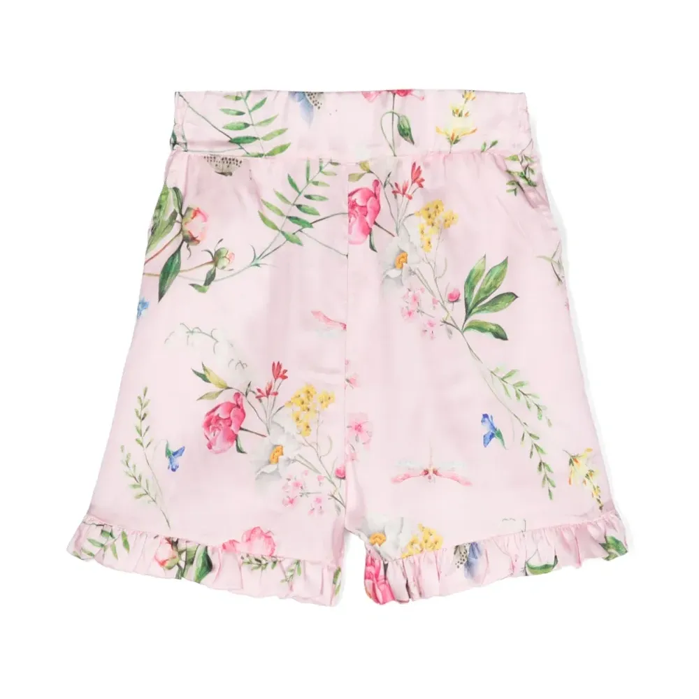 Шорты с оборками и цветочным принтом