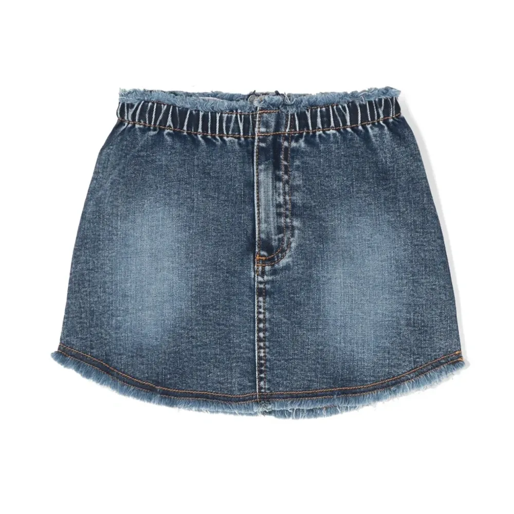 Джинсовая юбка с бахромой