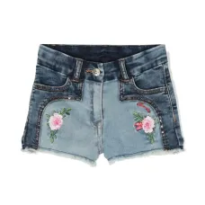 Джинсовые шорты с цветочной вышивкой