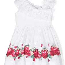 Платье асимметричного кроя с оборками и принтом