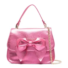 Сумка с эффектом металлик и бантом