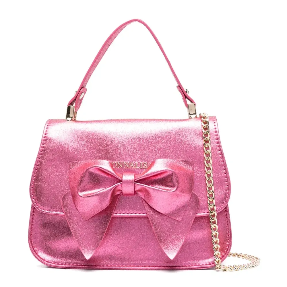 Сумка с эффектом металлик и бантом