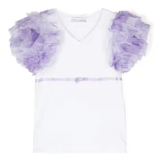 Рубашка с оборками и V-образным вырезом