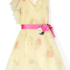 Платье с цветочным принтом и V-образным вырезом