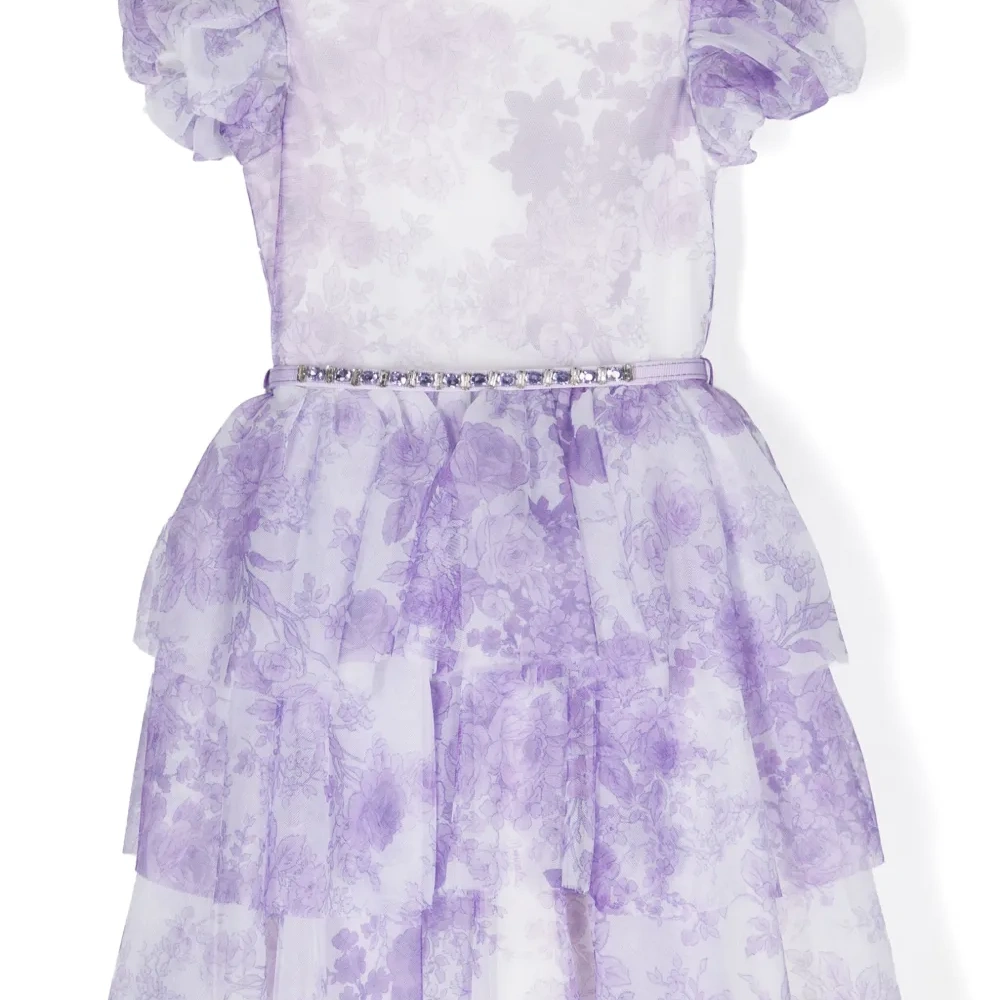 Платье с цветочным принтом и кристаллами