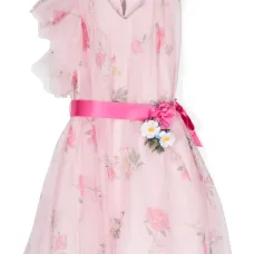 Платье с цветочным принтом и V-образным вырезом