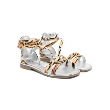 Сандалии на липучках с леопардовым принтом