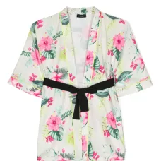 Накидка с поясом и цветочным принтом
