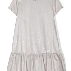 Расклешенное платье с люрексом и логотипом