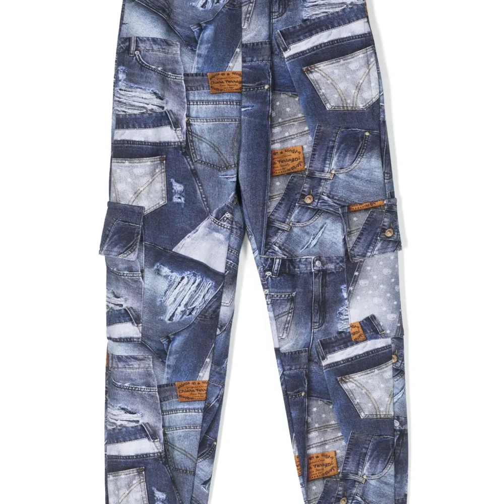 Брюки карго с джинсовым принтом