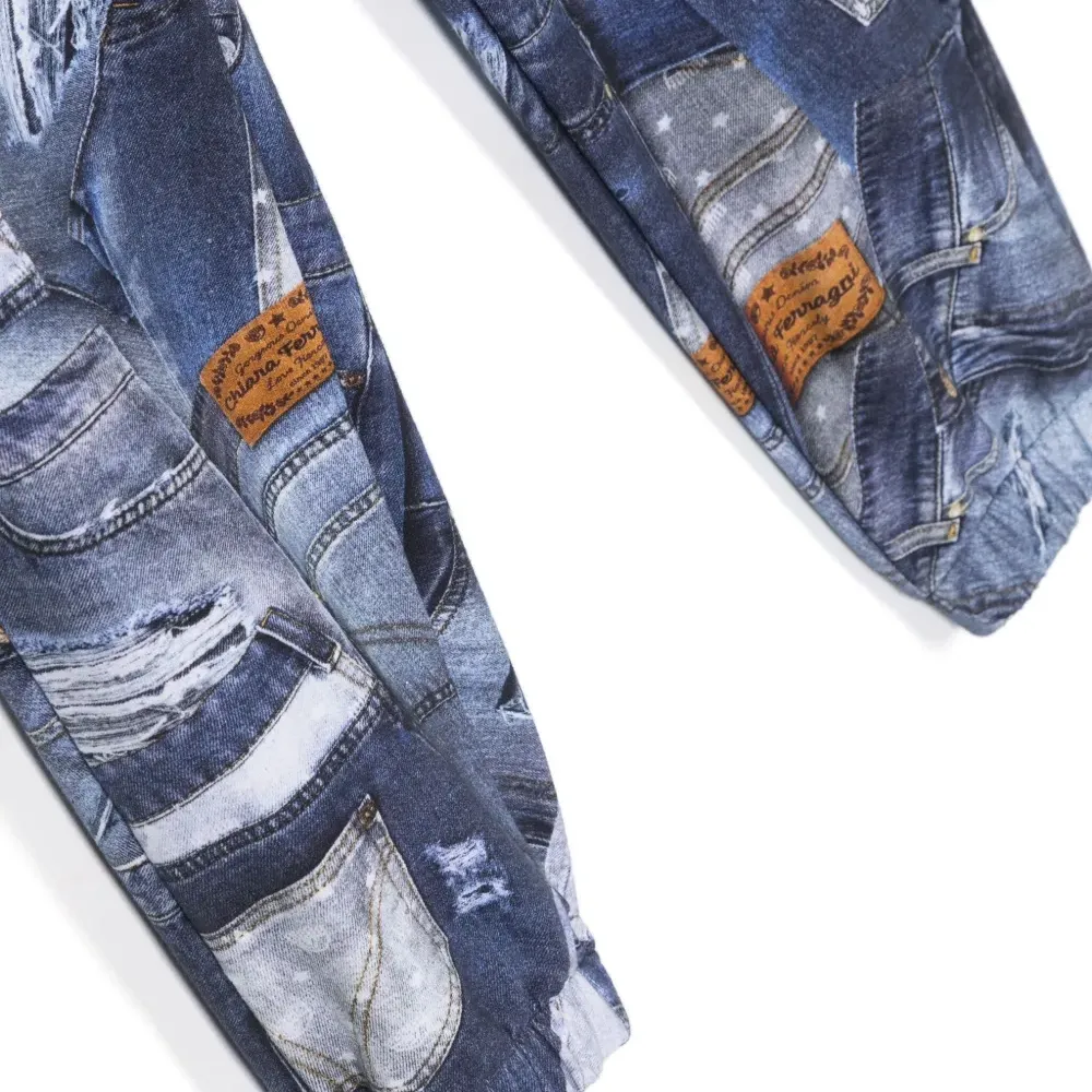 Брюки карго с джинсовым принтом