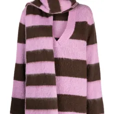 Полосатый джемпер с V-образным вырезом