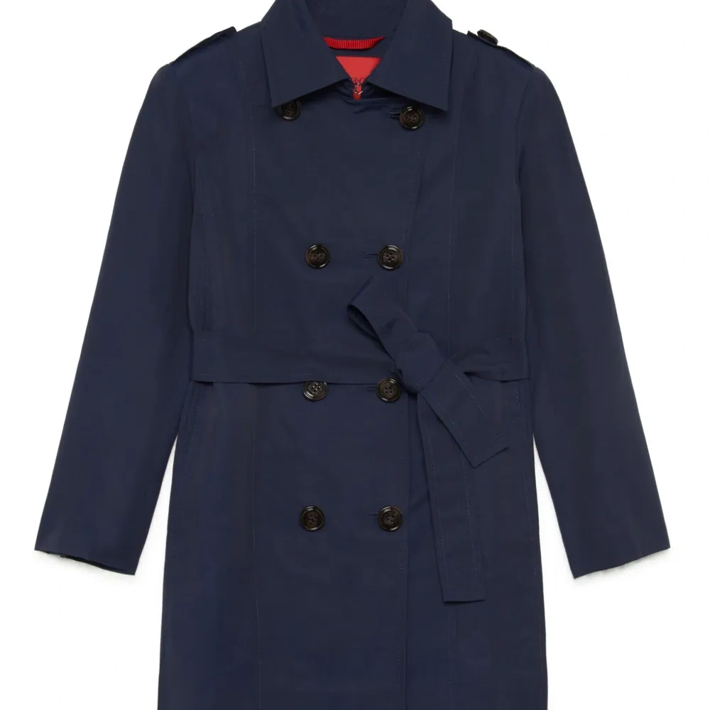 Двубортное пальто с поясом