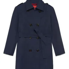 Двубортное пальто с поясом