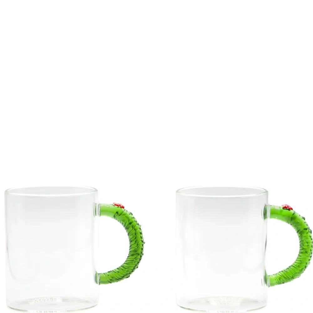 Christmas garland-handle glass mug (set of two)