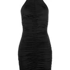 Платье мини с вырезом халтер и сборками