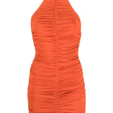 Платье мини с вырезом халтер и сборками