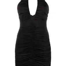 Платье мини с цветочной аппликацией и сборками