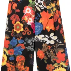 Шорты со складками и цветочным принтом