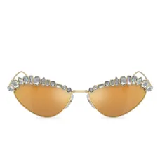 Солнцезащитные очки в оправе 'кошачий глаз' с кристаллами Солнцезащитные очки в оправе 'кошачий глаз' с кристаллами
