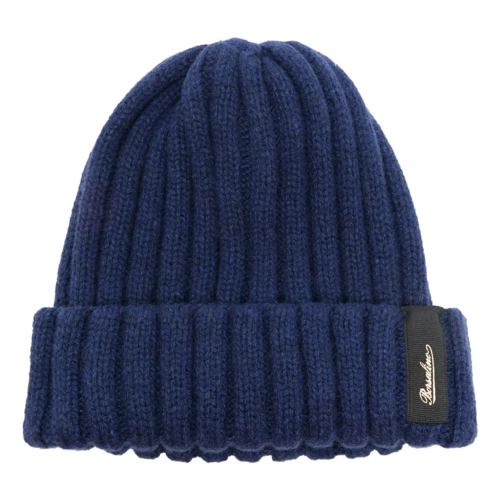 Шапка бини в рубчик с нашивкой-логотипом