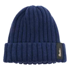 Шапка бини в рубчик с нашивкой-логотипом