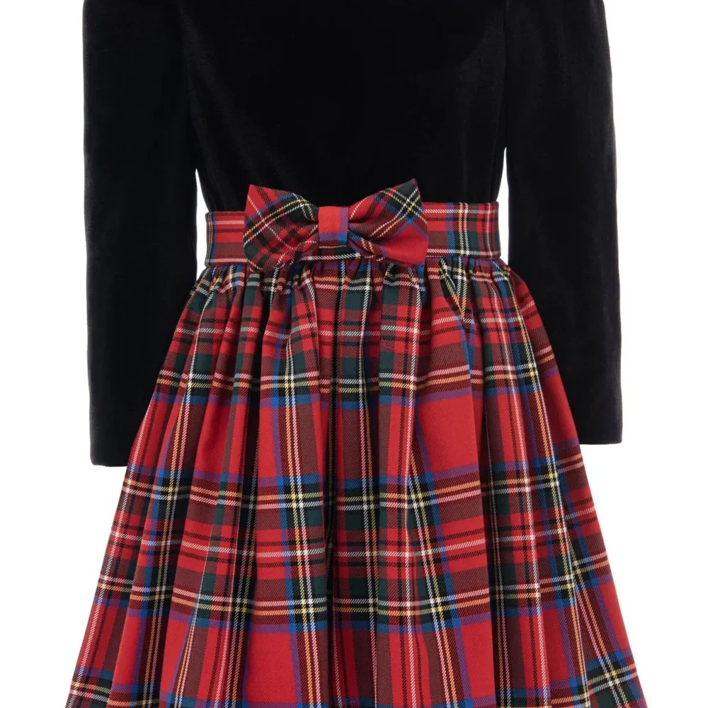 Бархатное платье в клетку