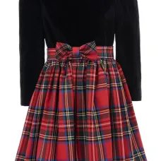 Бархатное платье в клетку