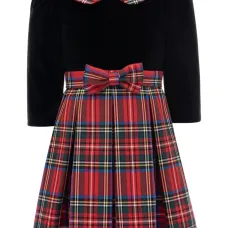 Клетчатое платье с бантом