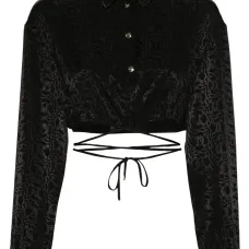 Укороченная блузка с жаккардовой монограммой Укороченная блузка с жаккардовой монограммой