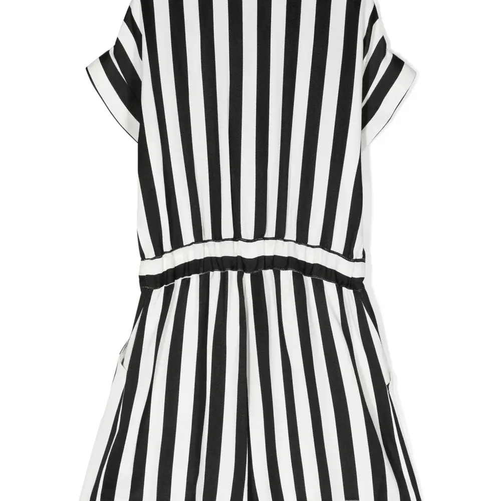 Полосатый комбинезон с заостренным воротником