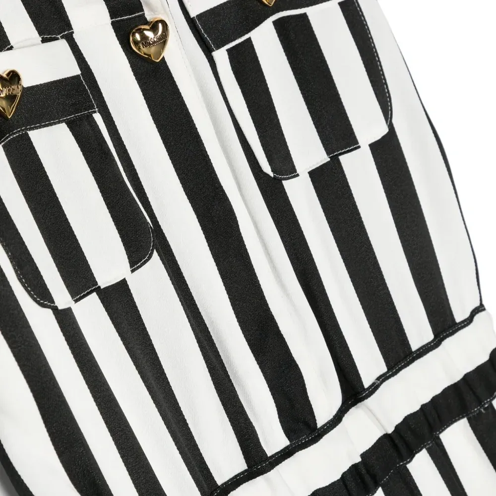 Полосатый комбинезон с заостренным воротником