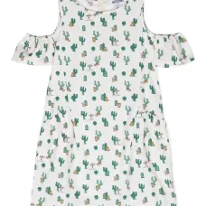 Платье с открытыми плечами и принтом