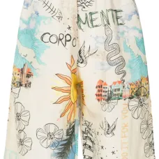 Шорты с эластичным поясом и графичным принтом