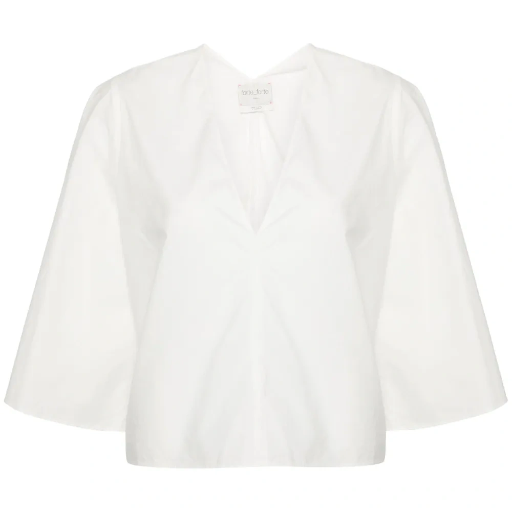 Поплиновая блузка с рукавами колокол