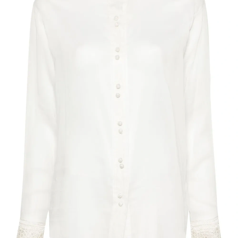 Рубашка со вставками в технике кроше