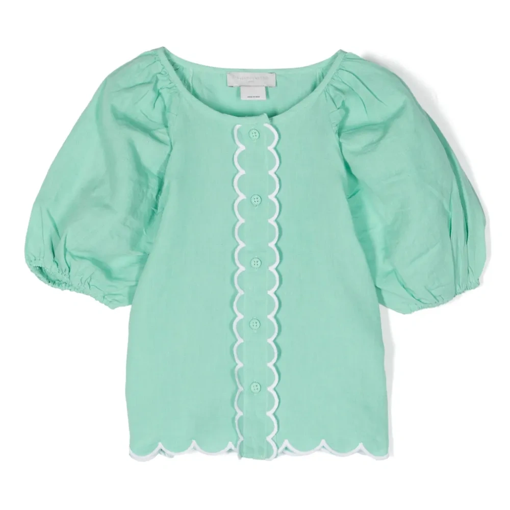 Рубашка из смесового льна с фестонами